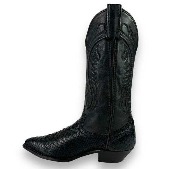 Code West Dan Post Vintage Western Cowgirl Boot Black Python Snakeskin Snake 6 M - Picture 10 of 12